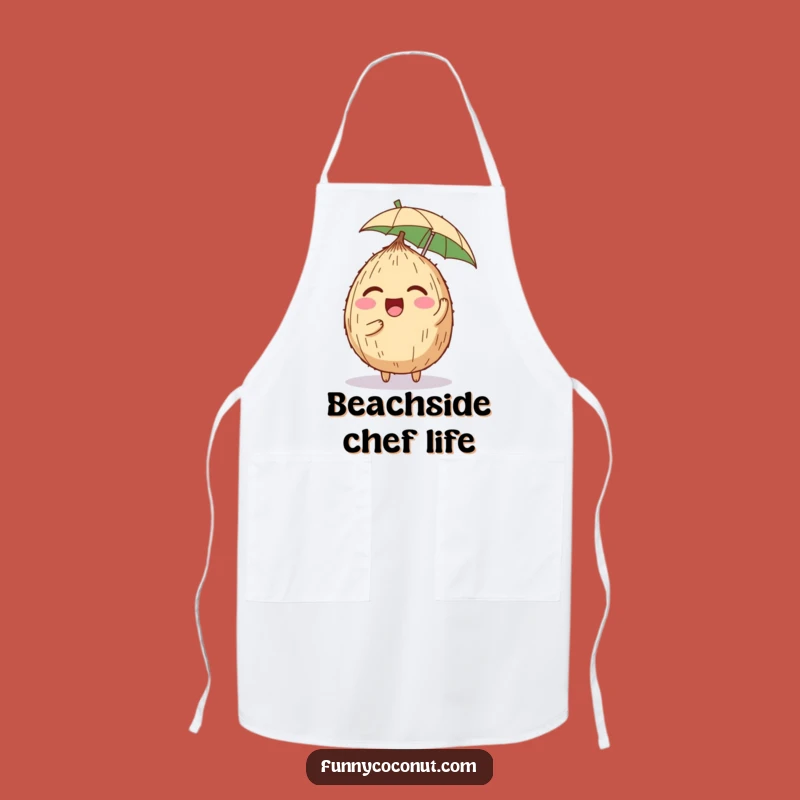 Funny Coconut Apron: Giggling Chef Character with Umbrella, Perfect Kitchen Gift