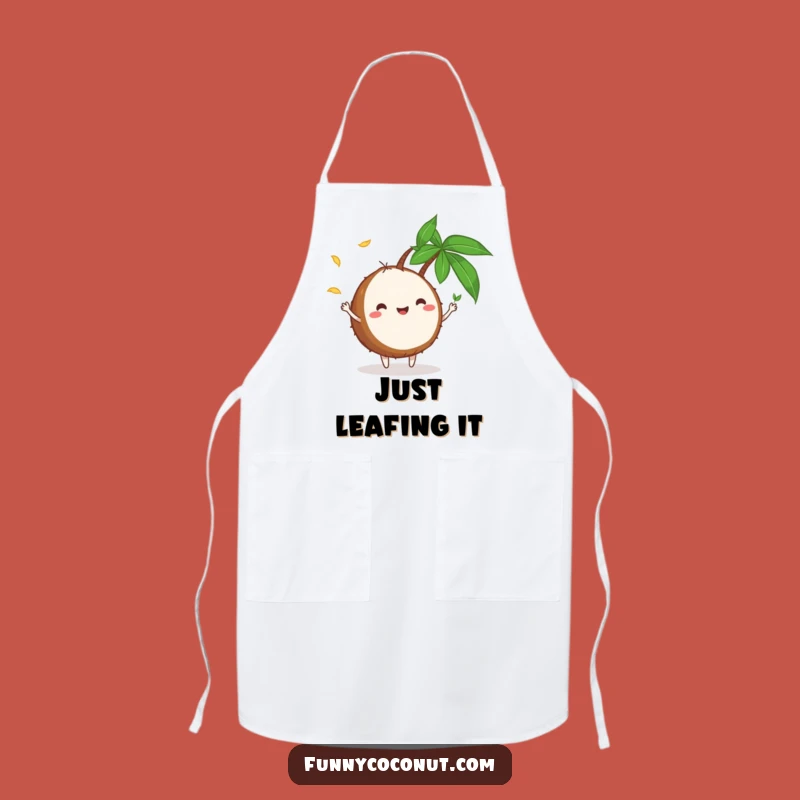 Funny Coconut Juggling Leaves Apron: Chef's Tropical Humor for a Fun Kitchen
