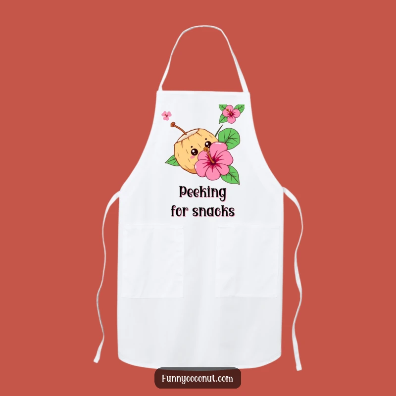 Funny Curious Coconut Apron - Kitchen Peekaboo, Tropical Flower, Perfect Humorous Cook Gift
