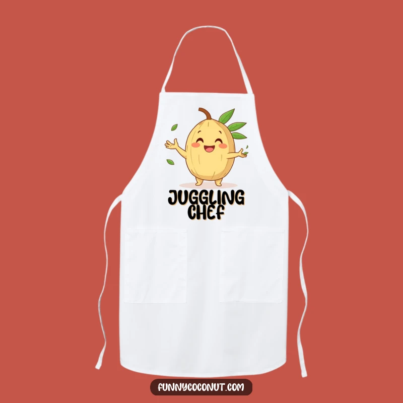 Funny Juggling Coconut Apron: Kitchen Fun with a Happy Character
