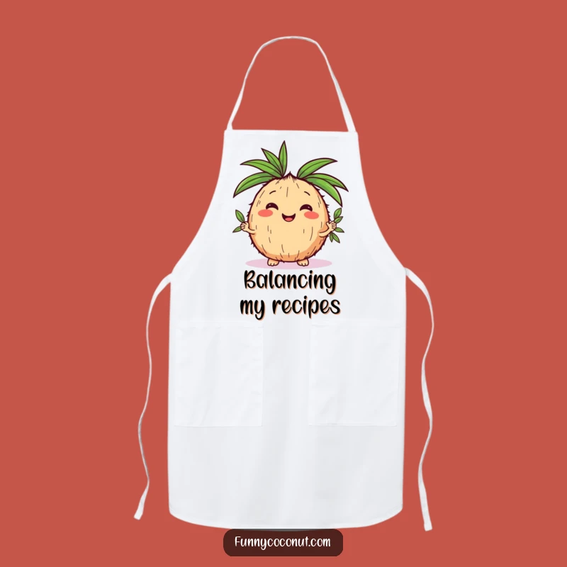 Funny Kawaii Coconut Juggling Leaves Apron - Culinary Tropical Fun Gift