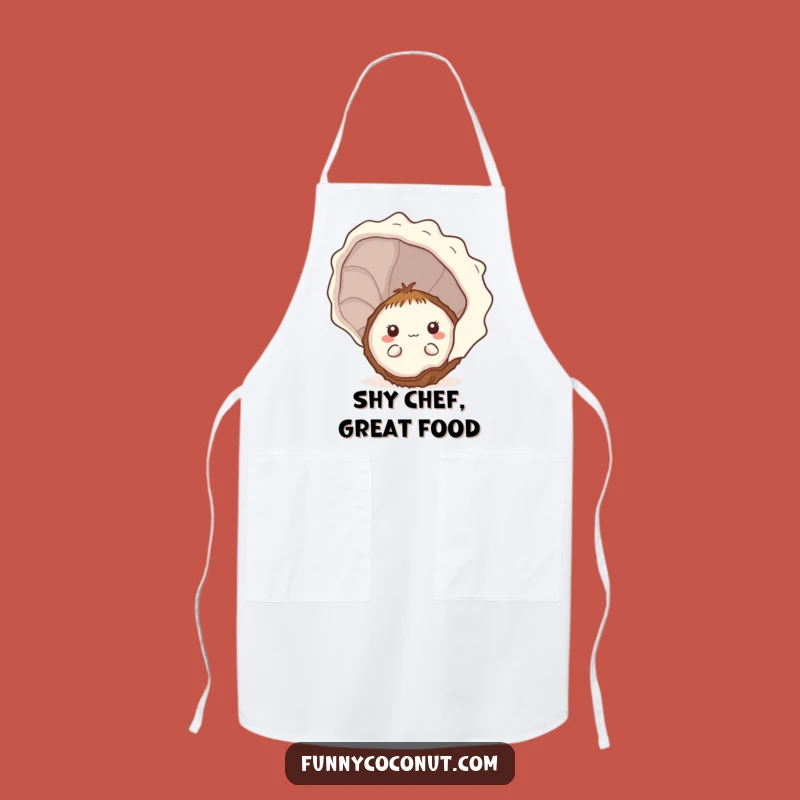 Funny Shy Kawaii Coconut Seashell Apron - Cute Kitchen Hiding Gift