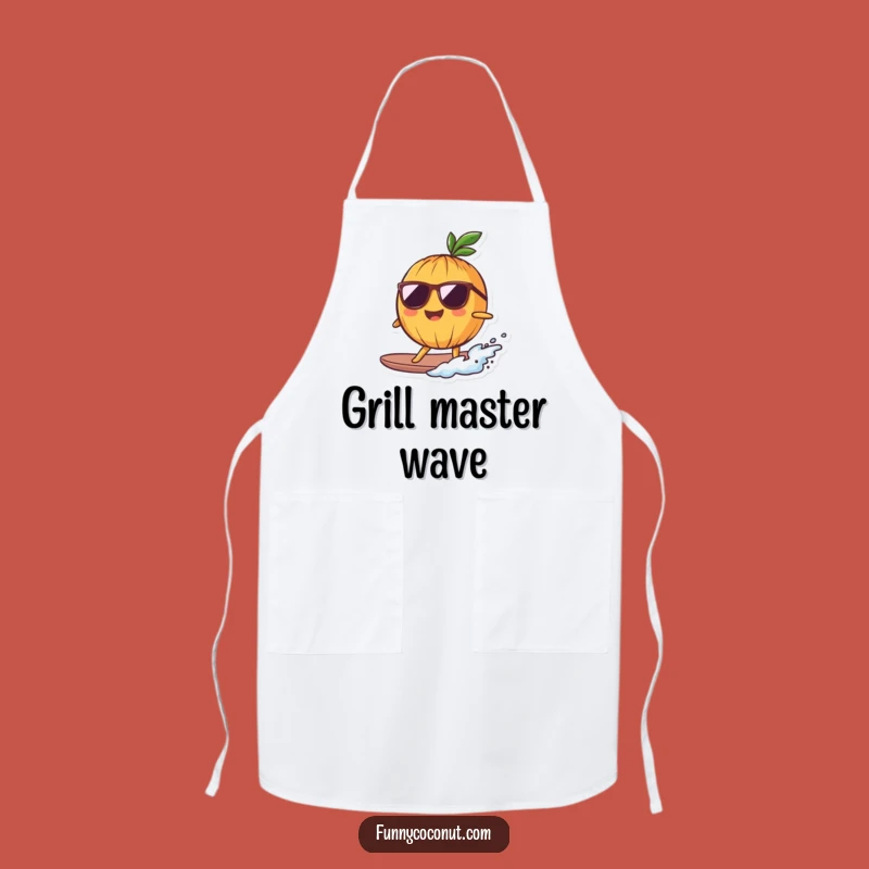 Funny Surfing Coconut Apron: Kitchen Cool with a Wave Riding Character