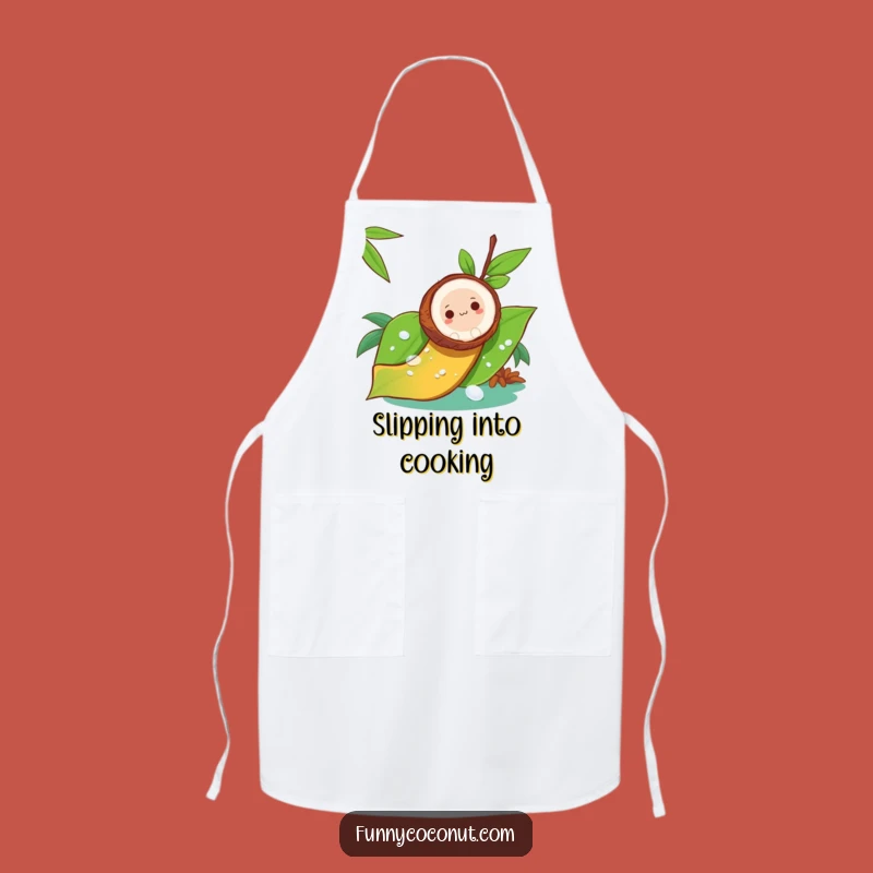 Funny Coconut Slide Kitchen Apron - Leafy Adventure Chef