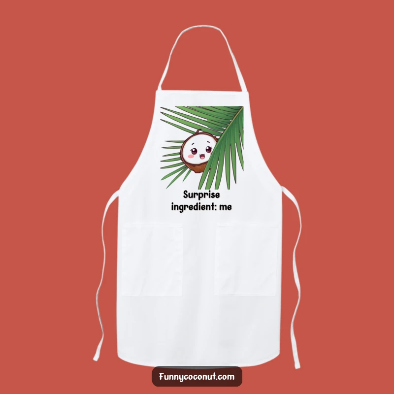 Funny Coconut Peek-a-Boo Apron, Tropical Kitchen Surprise, Hilarious Chef Gift