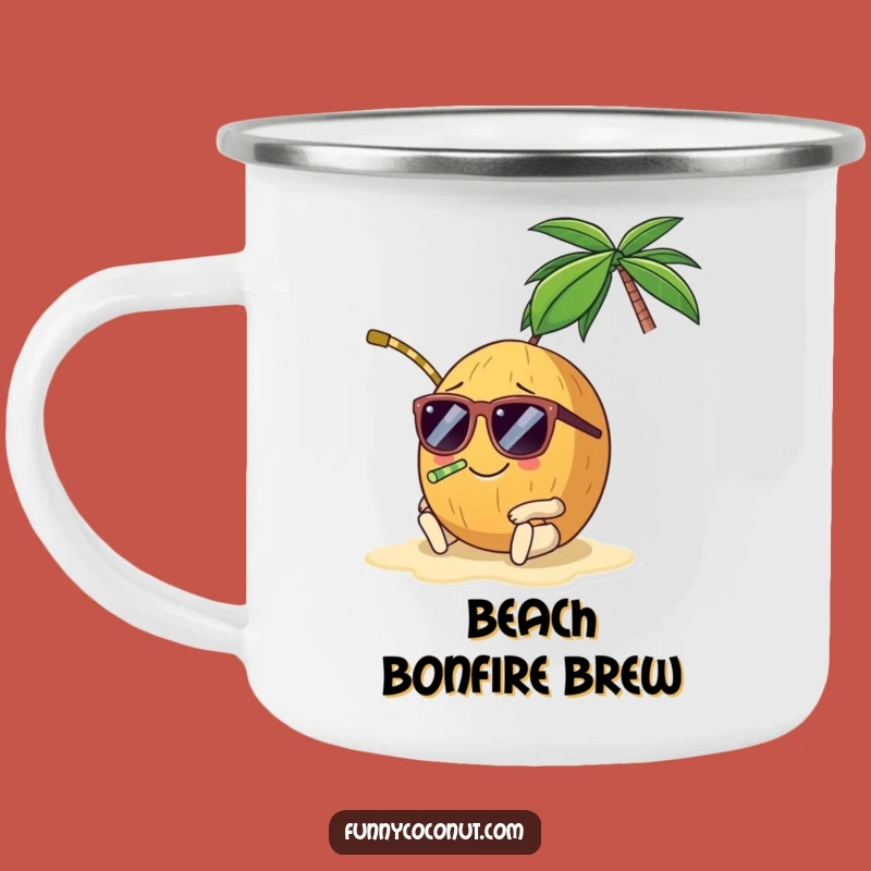 Funny Coconut Sunglasses Camping Mug - Tropical Outdoor Adventure Gift