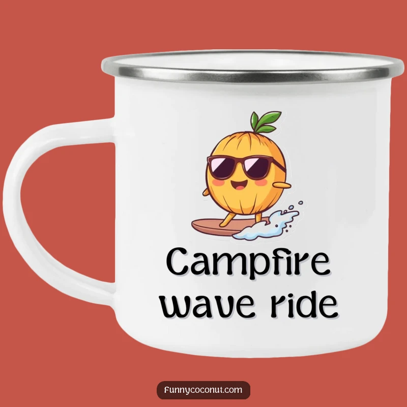 Funny Surfing Coconut Camping Mug: Adventure Fuel for Cool Campers
