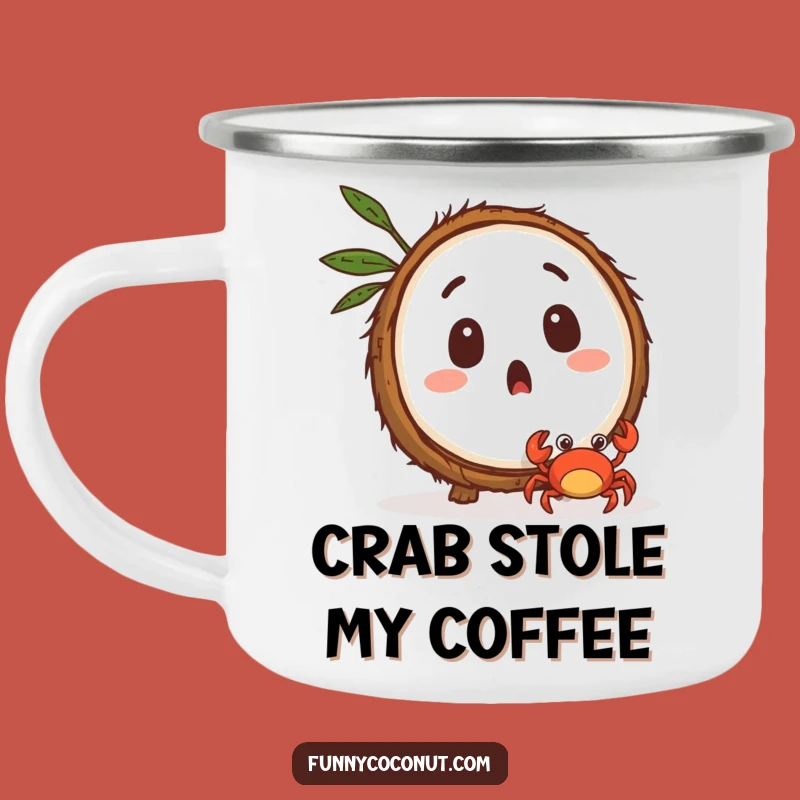 Funny Coconut Crab Surprise Camping Mug: Shocked Outdoor Cup