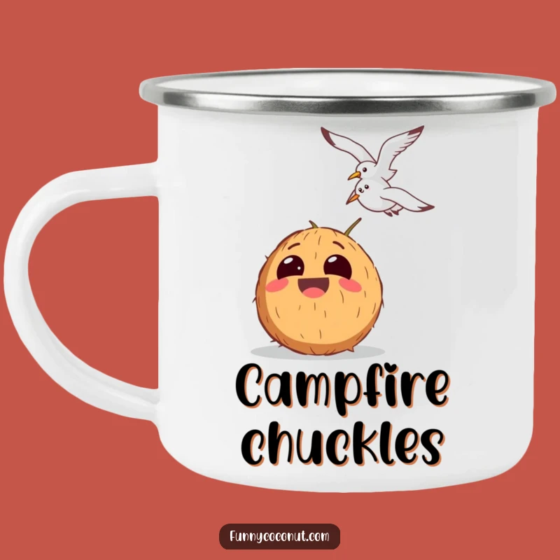 Funny Coconut Camping Mug: Laughing Seagull Watcher for Outdoor Fun