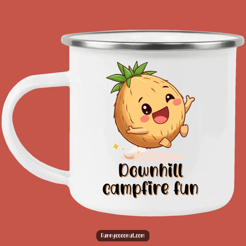Funny Coconut Camping Mug: Playful Roll, Adventure Funny Gift