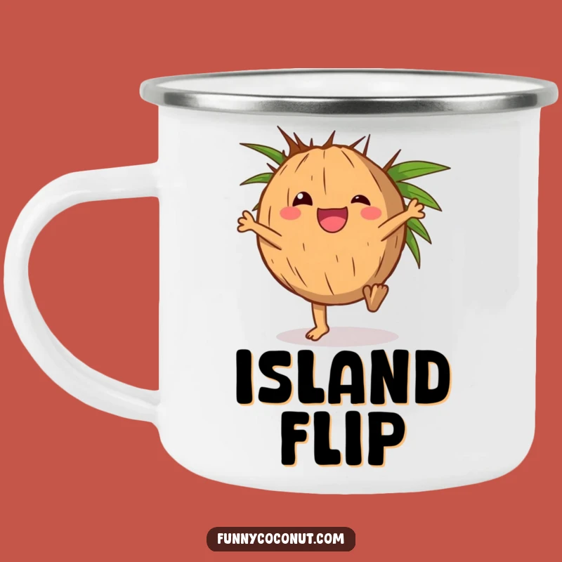 Funny Delighted Coconut Cartwheel Camping Mug - Tropical Outdoor Fun