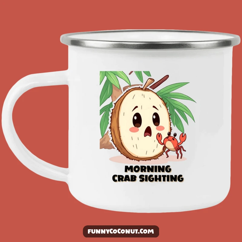 Funny Surprised Coconut Camping Mug: Enjoy Drinks with Beachside Fun Gift