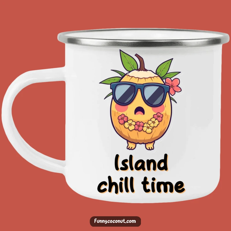 Funny Surprised Coconut Camping Mug: Enjoy Outdoors with Tropical Vibes Funny Gift
