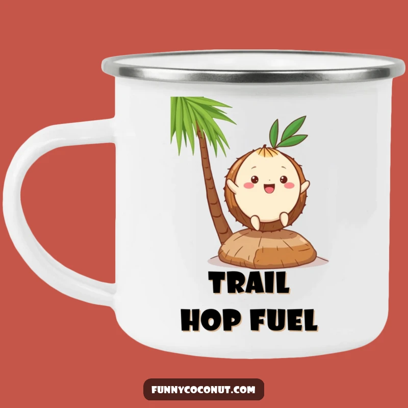 Funny Kawaii Coconut Hop Camping Mug - Durable Tropical Companion, Perfect Funny Gift!
