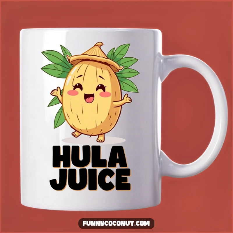 Funny Coconut Jig Mug: A Comical Character in a Straw Hat, Perfect Tropical Gift