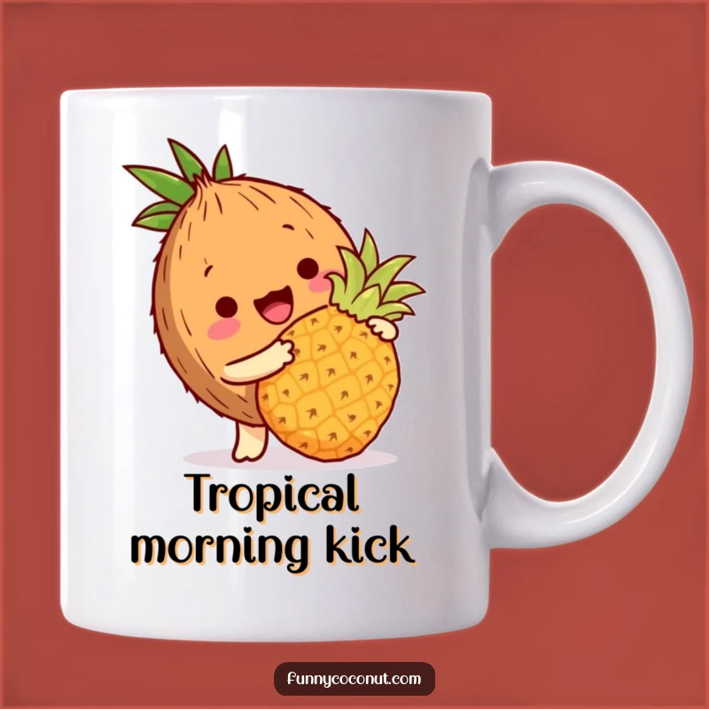 Funny Coconut Pineapple Mug: Tropical Bopping Character Gift