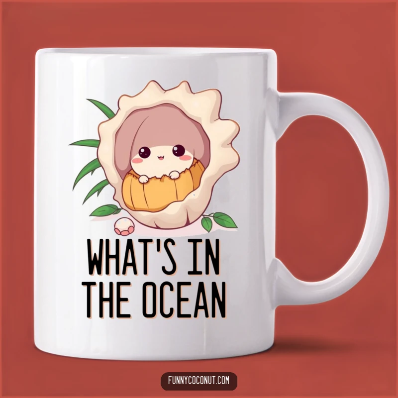 Funny Curious Coconut Mug: Seashell Peek Gift for Inquisitive Minds
