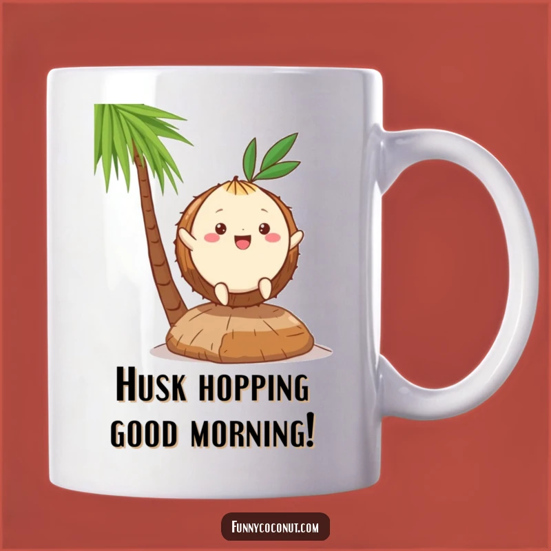 Funny Kawaii Coconut Hop Mug - Adorable Tropical Character, Perfect Funny Gift!