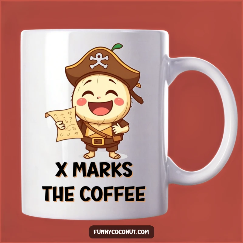 Funny Pirate Coconut Mug: Laughing Character, Treasure Map, Hilarious Gift!