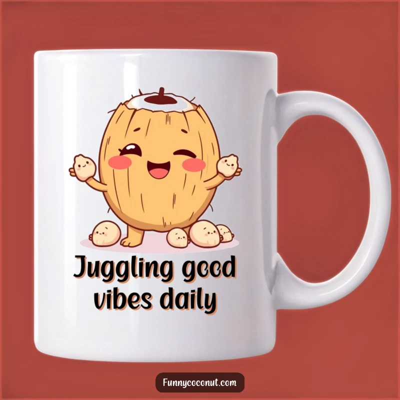 Funny Winking Coconut Juggling Seashells Mug: Beachy Humor for Your Drink Gift