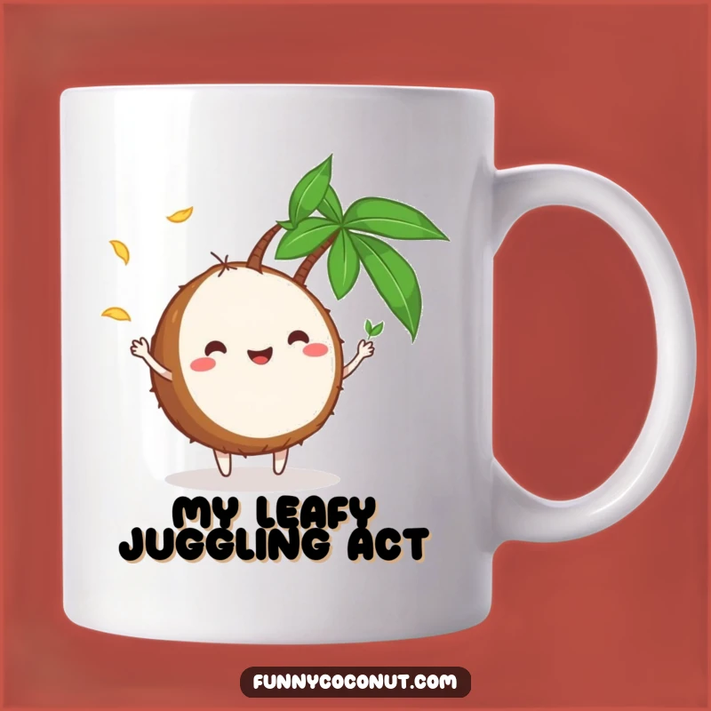 Funny Coconut Juggling Leaves Mug: A Hilarious Tropical Gift for Him or Her