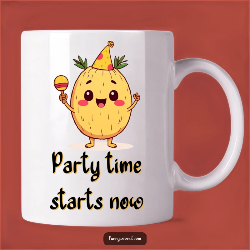 Funny Coconut Party Mug: Cheerful Character with Maracas, Perfect Gift!