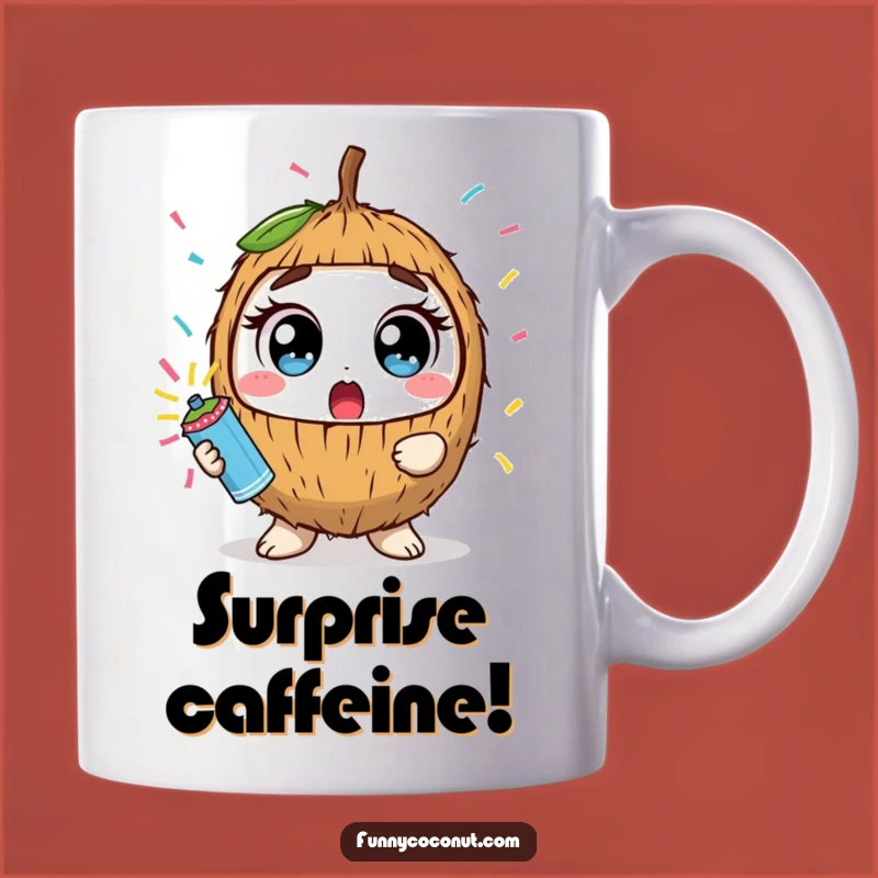 Funny Surprised Coconut Popper Mug: Startling Celebration Gift