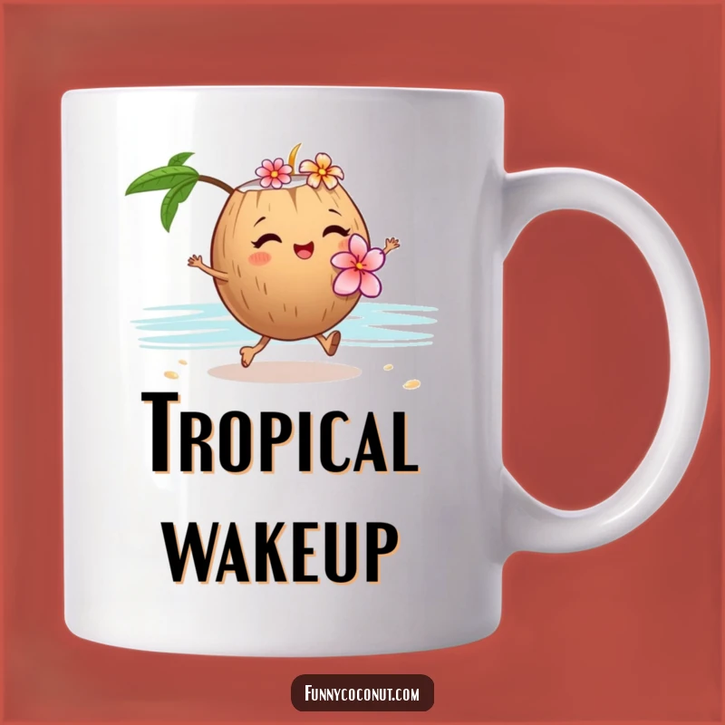 Funny Winking Coconut Flower Lei Mug - Tropical Vacation Coffee Gift