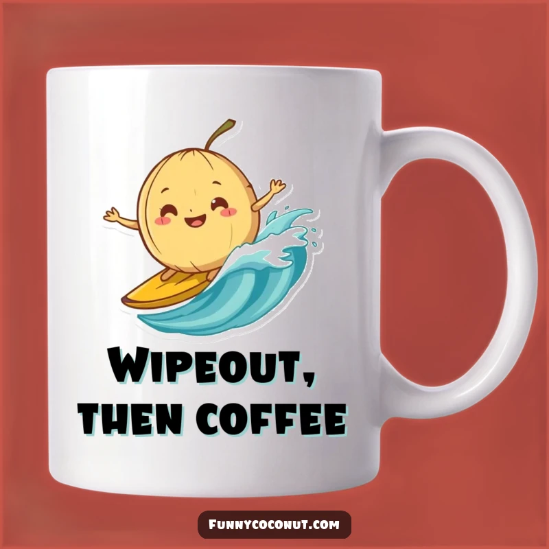 Funny Surfing Coconut Mug: A Hilarious Wipeout Gift for Coffee Lovers