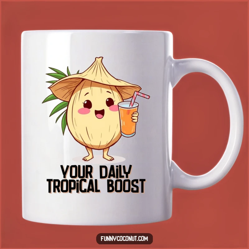 Funny Kawaii Coconut Serving Drink Mug - Hilarious Tropical Bartender Gift