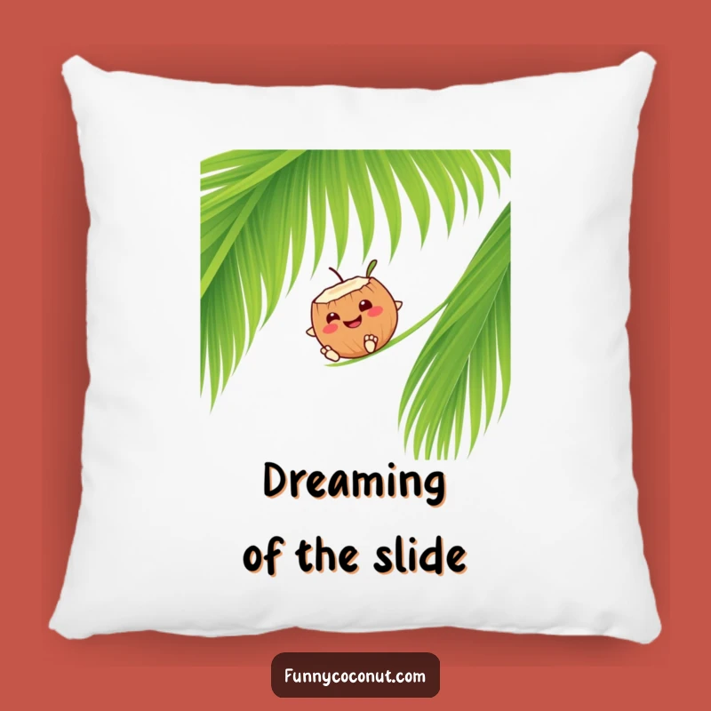 Funny Coconut Palm Frond Slide Pillow: Cozy Tropical Accent