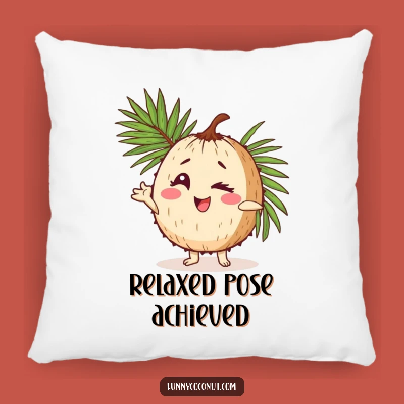 Funny Coconut Pose Pillow: Cozy Winking Character Accent, Adorable Gift