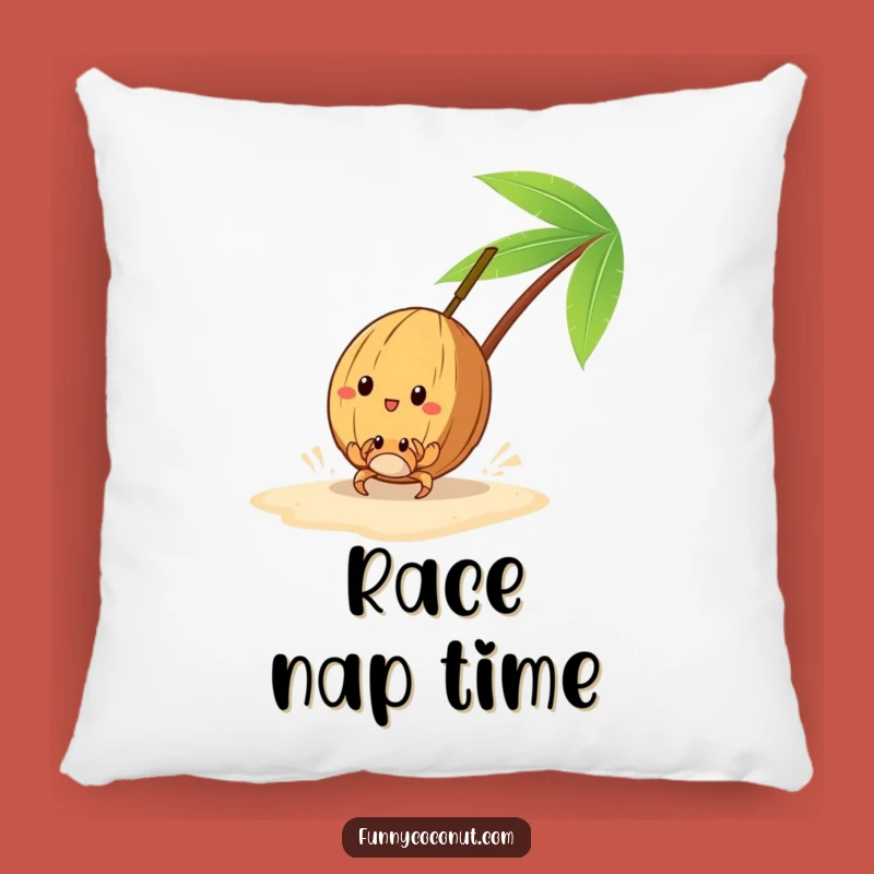 Funny Coconut Race Pillow: Comfy Accent with Beach Humor
