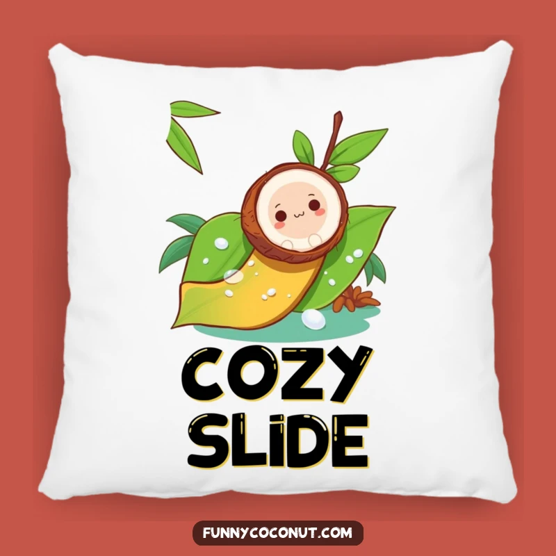 Funny Coconut Slide Pillow - Leafy Adventure Cushion
