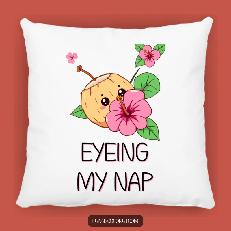 Funny Curious Coconut Pillow - Cozy Comfort, Tropical Flower, Charming Humorous Gift