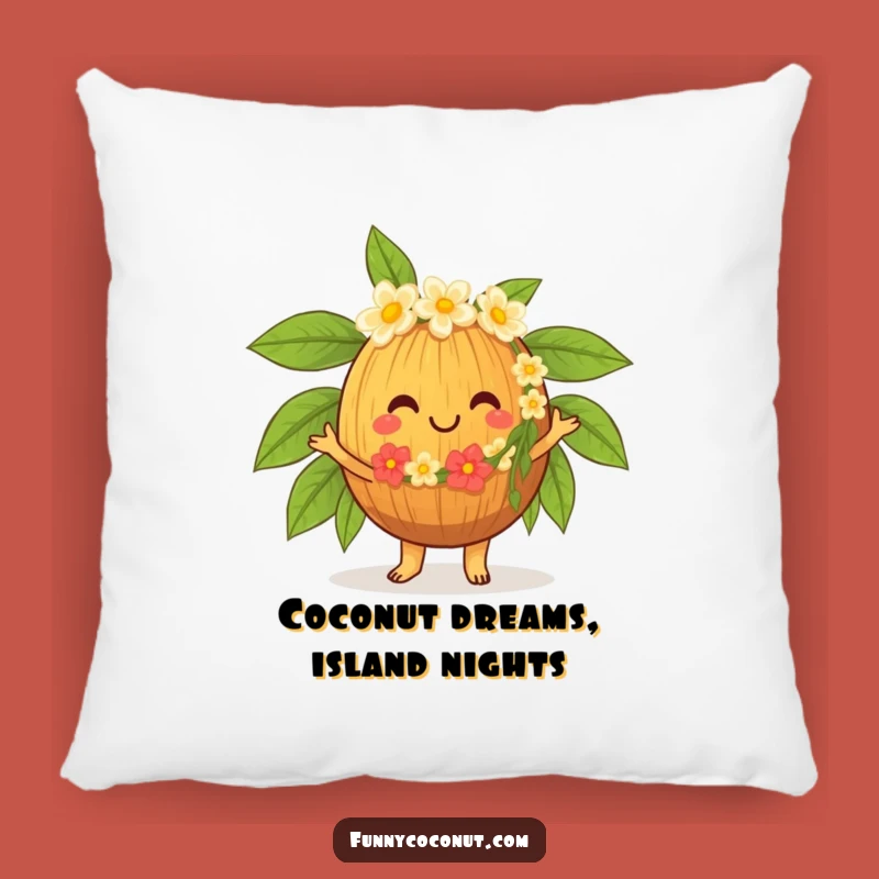 Funny Hula Coconut Pillow, Cozy Tropical Accent, Perfect Cheerful Gift
