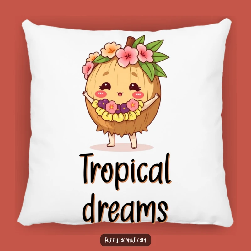 Funny Hula Coconut Pillow - Tropical Dance Cushion