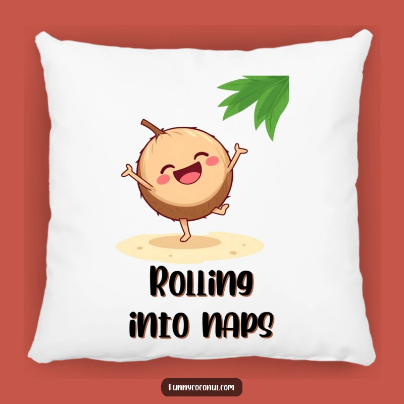 Funny Pillow: Laughing Coconut Cartwheel - Comfy & Hilarious Beach Decor
