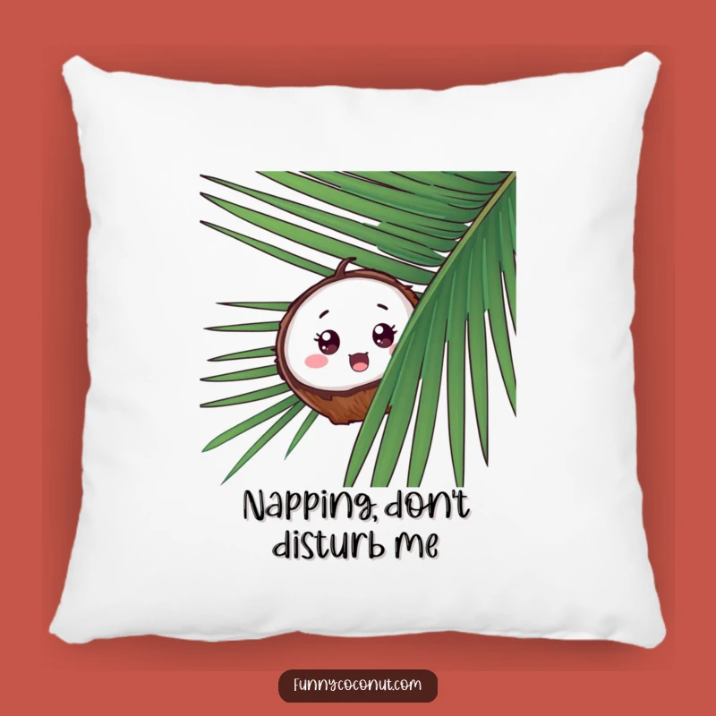Funny Surprised Coconut Pillow, Cozy Tropical Peek, Hilarious Gift