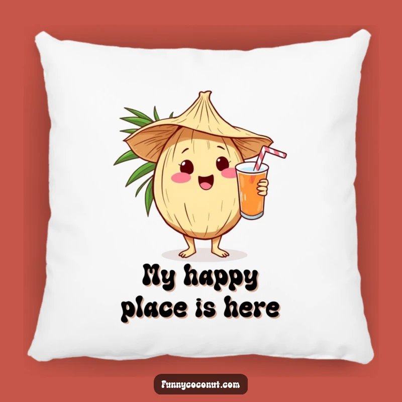 Cozy Funny Kawaii Coconut Serving Drink Pillow - Soft Tropical Comfort Gift