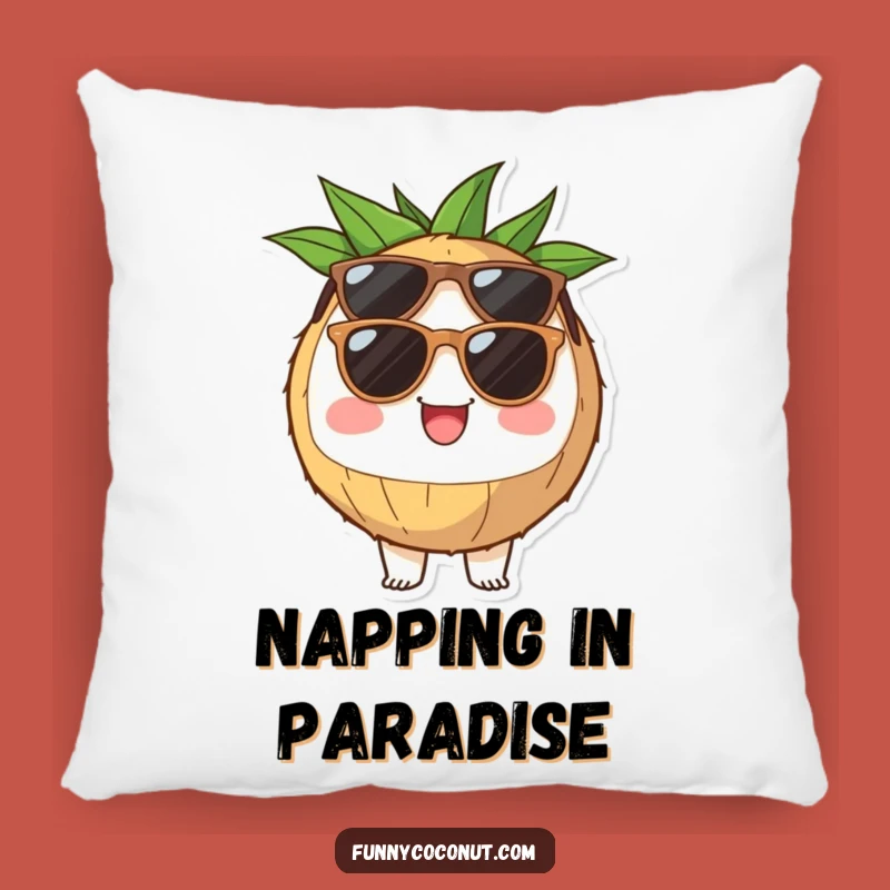 Funny Coconut Sunglasses Pillow: Cozy Up with Tropical Cheer and Cool Vibes