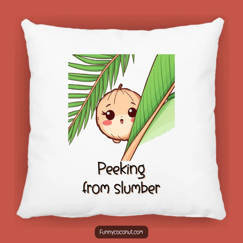Funny Pillow: Surprised Coconut Peek-a-Boo - Comfy & Hilarious Tropical Decor