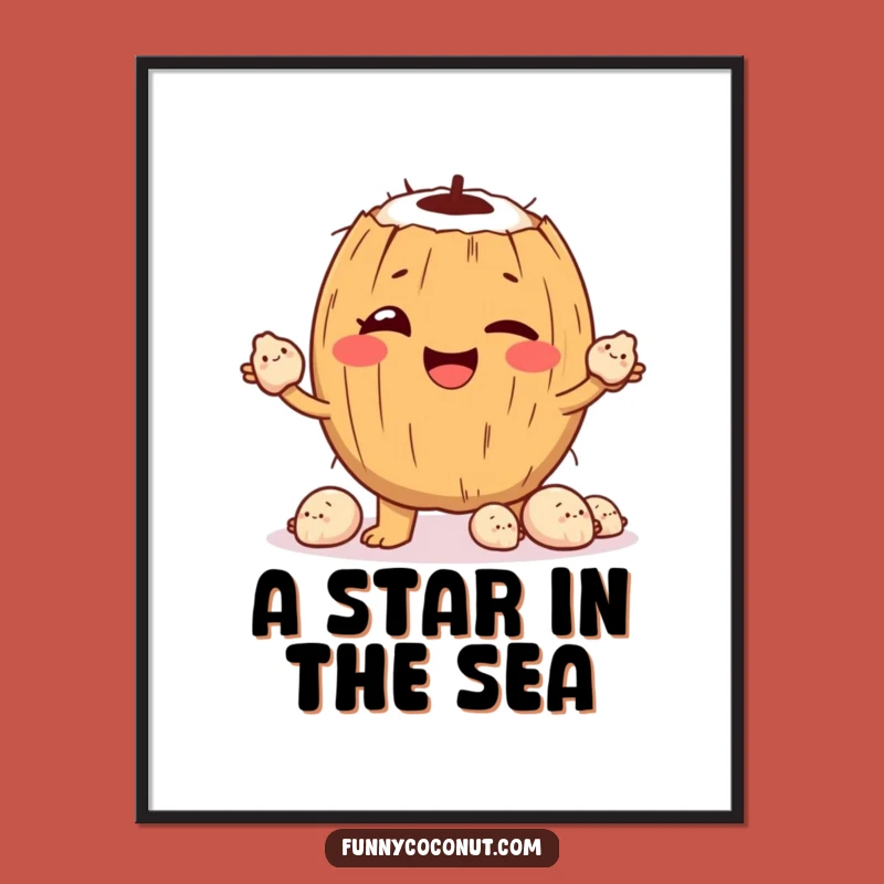 Funny Coconut Juggling Seashells Digital Art: Instant Beachy Charm for Your Walls Gift