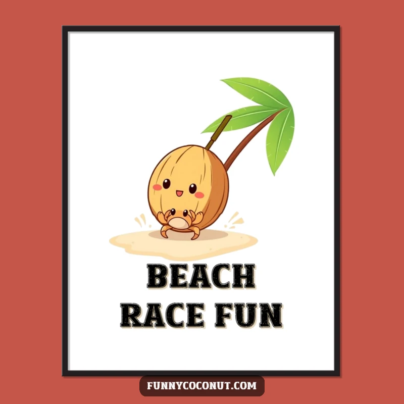 Funny Coconut Race Digital Art: Instant Beach Humor for Walls