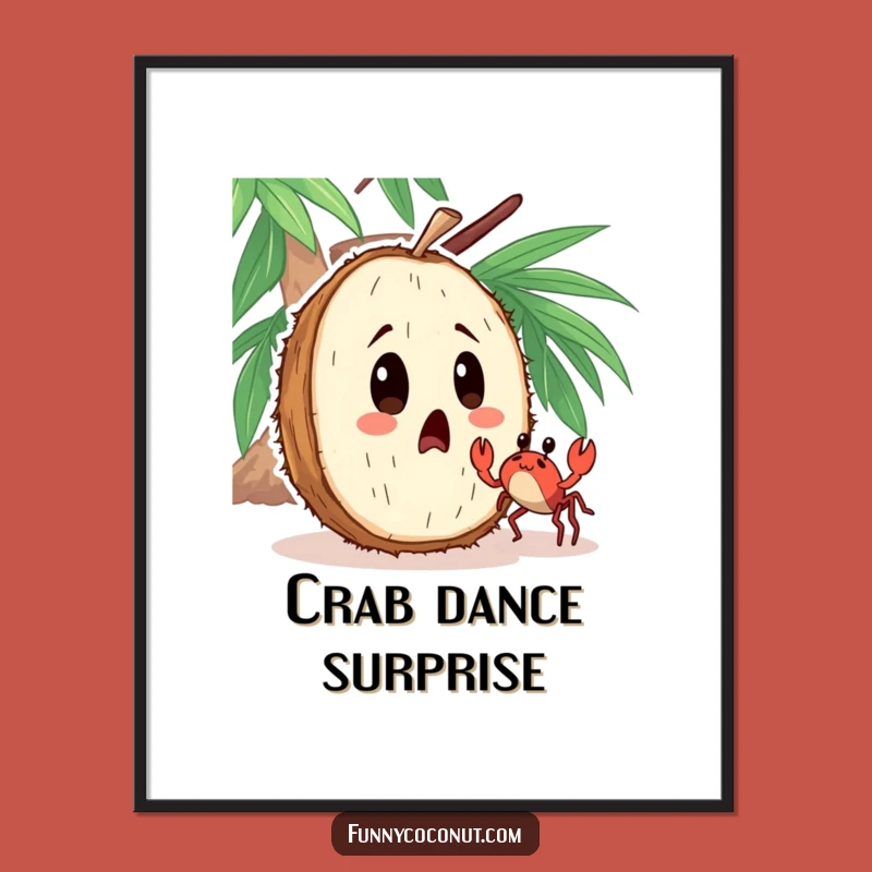 Funny Surprised Coconut Digital Art: Instant Beachside Fun and Laughter Gift