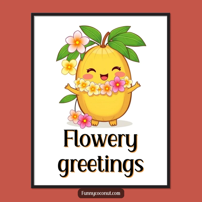 Funny Coconut Lei Digital Print: Delighted Welcome, Perfect Instant Art