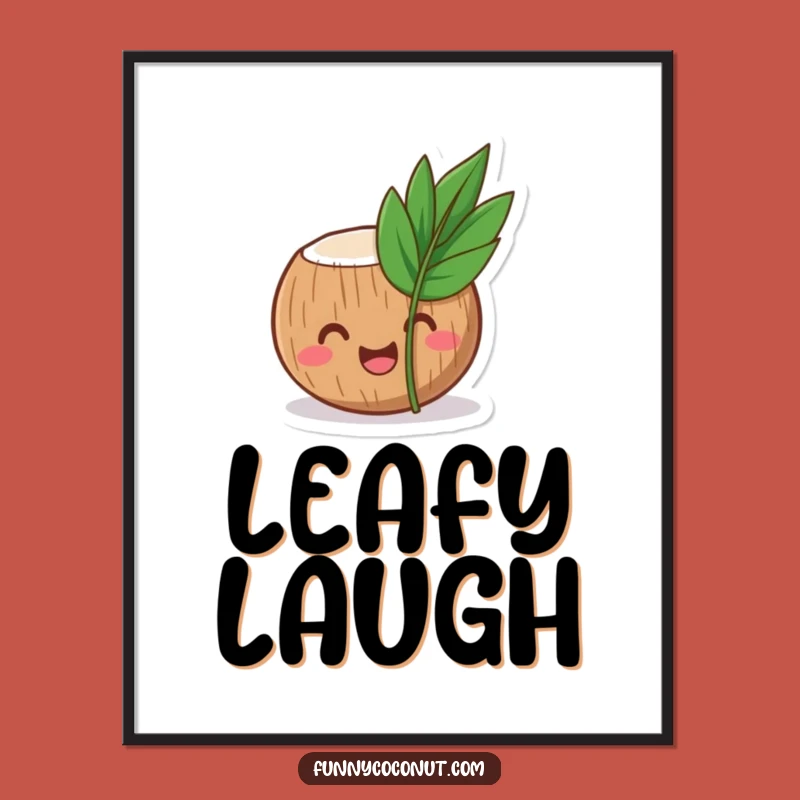 Funny Coconut Digital Art: Laughing Tropical Character Print Gift