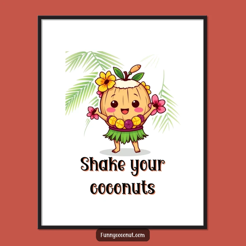 Funny Coconut Hula Dancer Digital Art: Instant Tropical Joy for Your Walls Gift