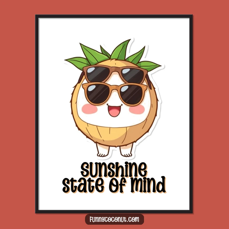 Funny Coconut Sunglasses Digital Art: Cheerful Tropical Decor for Instant Joy