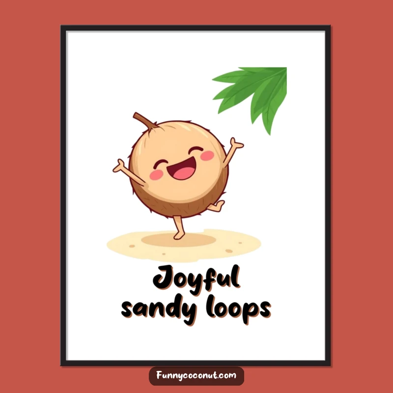 Funny Digital Art: Cartwheeling Coconut - Instant Hilarious Beach Wall Decor